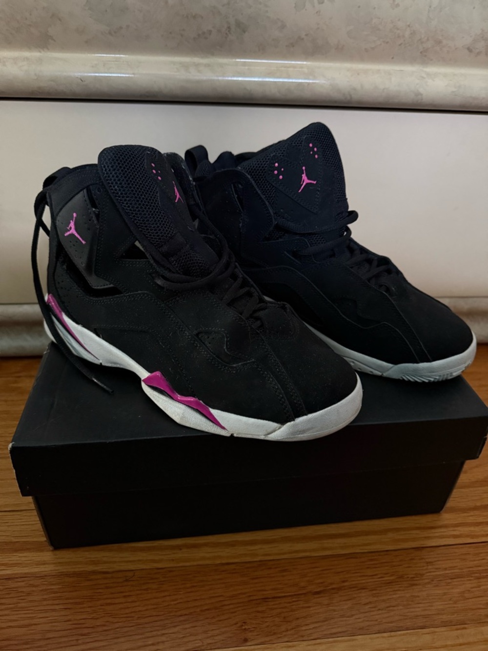 Jordan True Flight GG Black with Fuchsia and White Accents